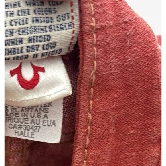 True Religion Jeans Women’s Sz 27 Halle Mid Rise Denim Orange Red Made In USA - Picture 12 of 16